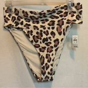 AA-552 Aerie NWT High Cut Cheeky Animal Print Summer Swim‎ Bikini Bottom Size L